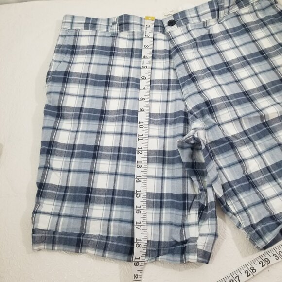 Dockers Mens 38 Blue White  Plaid Checker Zip Up Shorts 19" Pockets Belt Loops - Picture 13 of 14